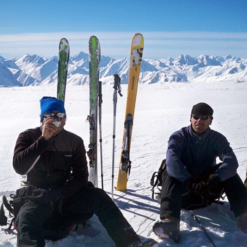 Ski touring kazbek